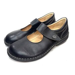 Finn Comfort Black Leather Mary Jane Flats